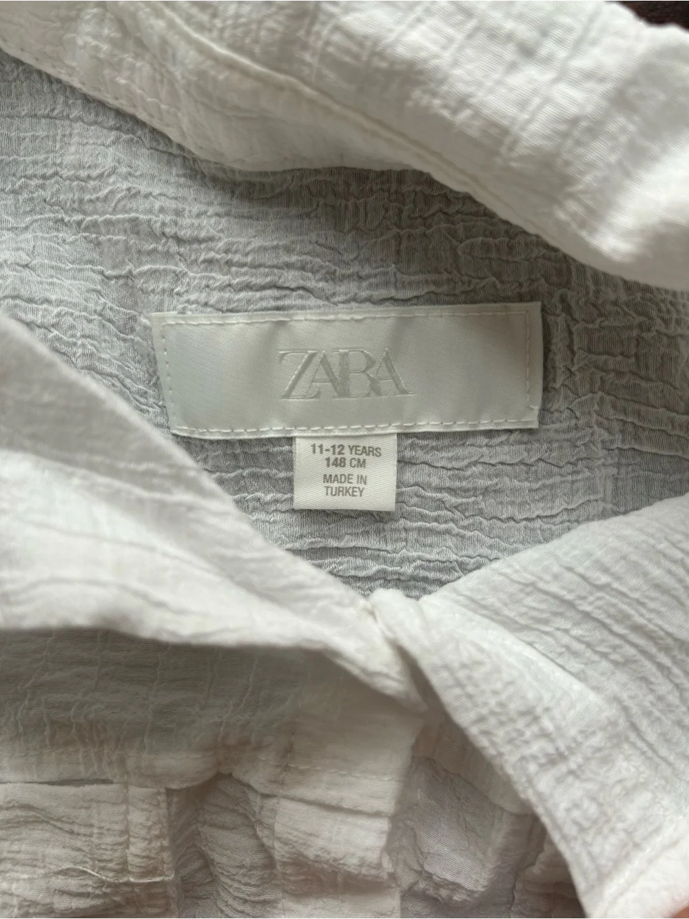 Zara White Short-Sleeve Button Front Crop Top size 11-12